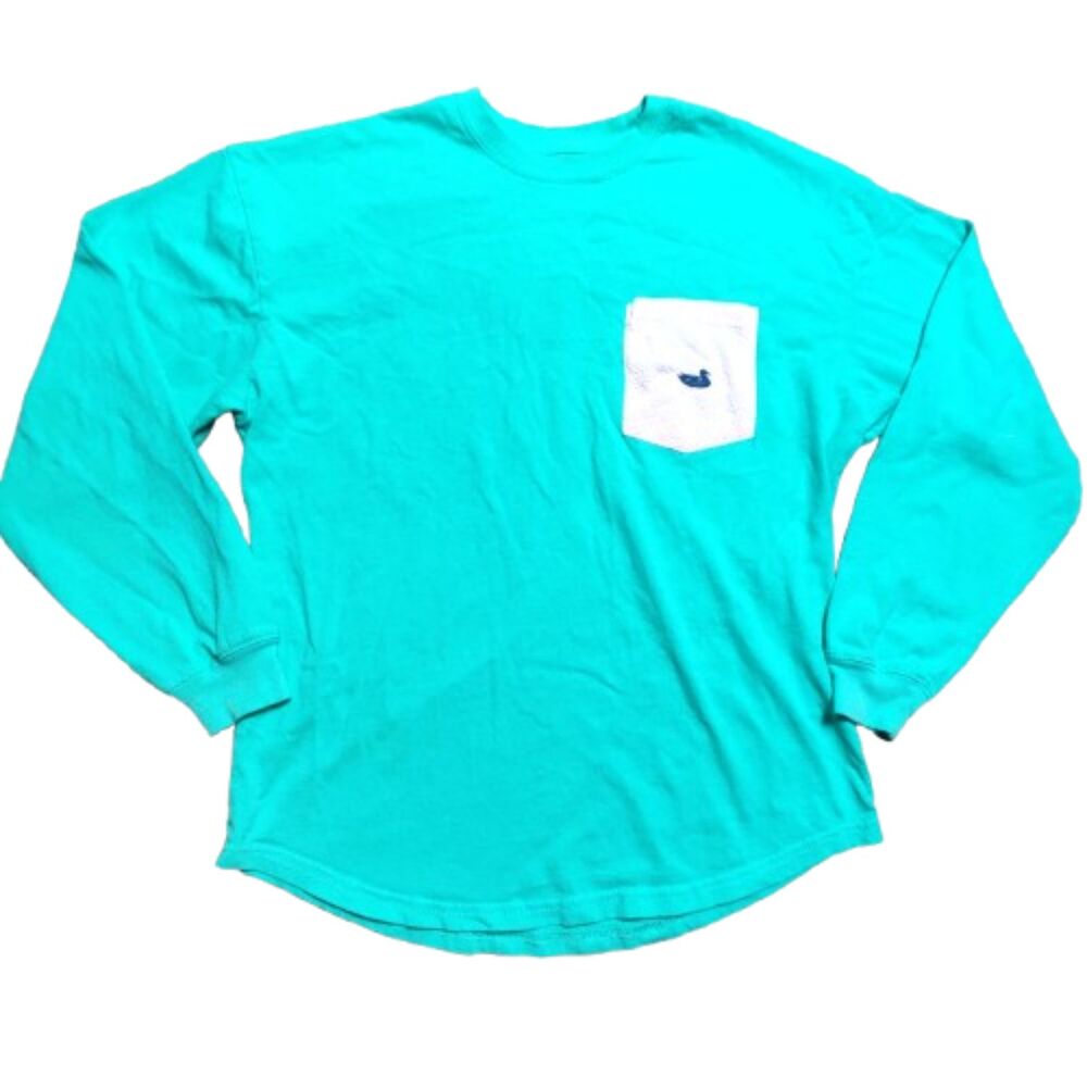 Southern Marsh Women XS Green Seersucker Pocket Long Sleeve T Shirt
